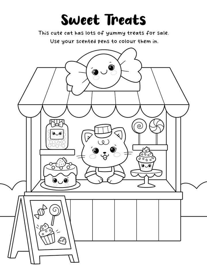 Sweet and Scented Colouring Book With Scented Pens (Includes Lollipop Pen) - Ages 3-6 - Paperback