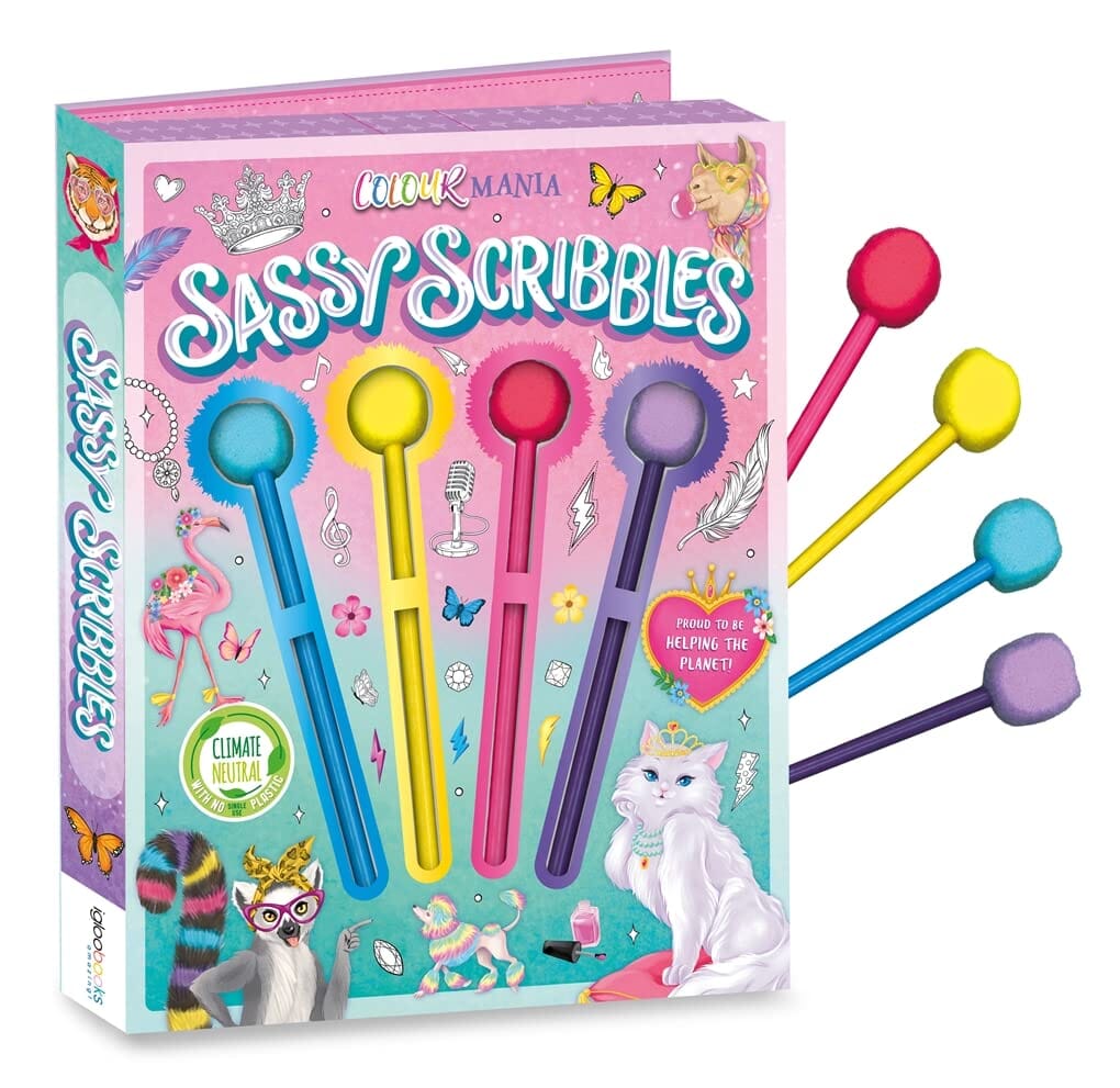 Sassy Scribbles Coloring Book: With 4 Pom-Pom Color Pencils - Ages 8-12 - Paperback