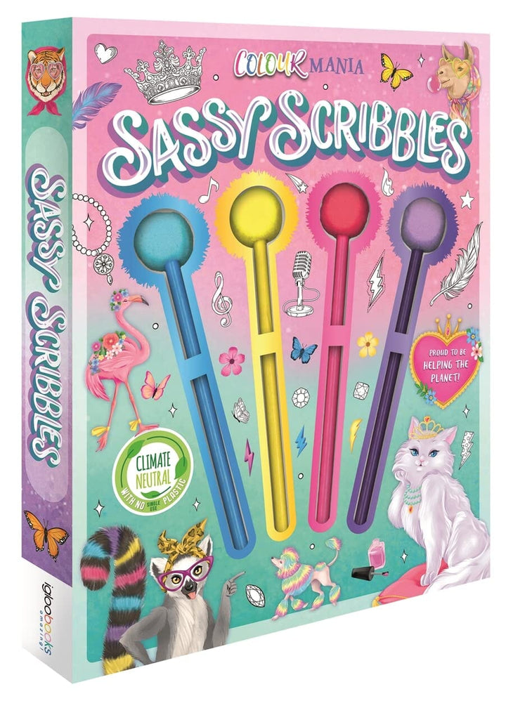 Sassy Scribbles Coloring Book: With 4 Pom-Pom Color Pencils - Ages 8-12 - Paperback