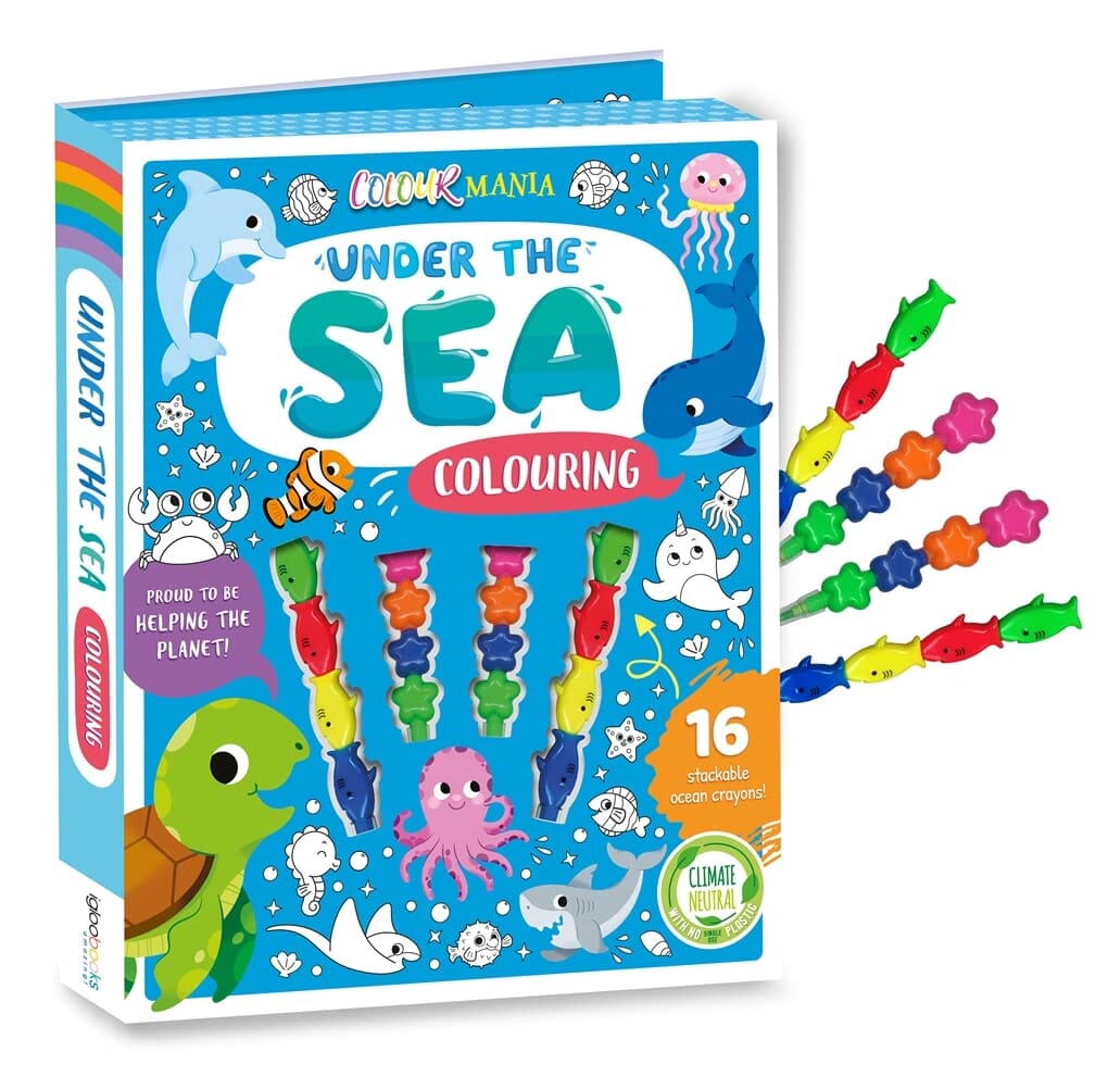 Under The Sea Colouring Book With 16 Stackable Ocean Crayons! - Ages 3-6 - Paperback