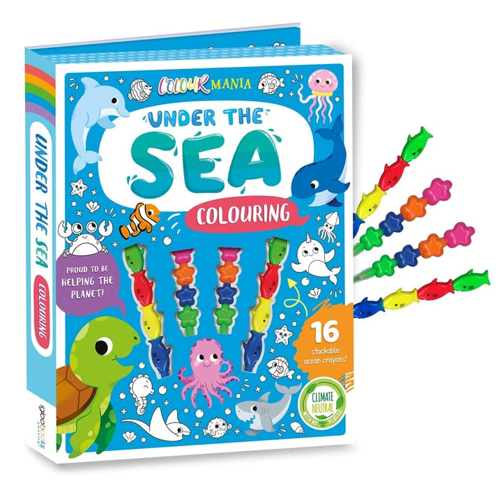 Under The Sea Colouring Book With 16 Stackable Ocean Crayons! - Ages 3-6 - Paperback