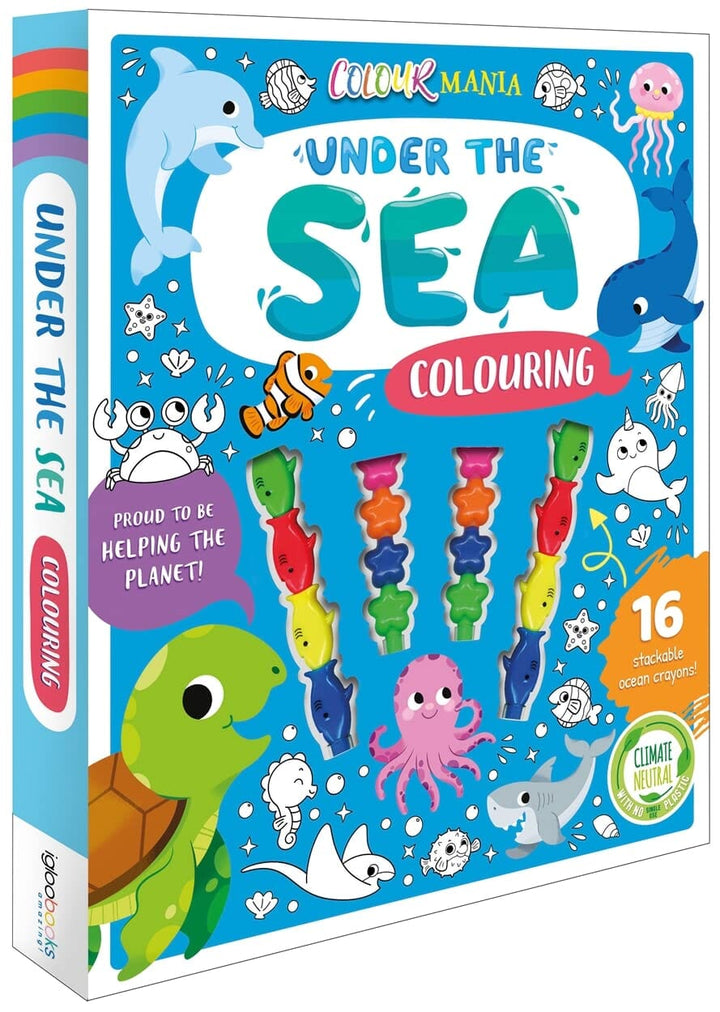 Under The Sea Colouring Book With 16 Stackable Ocean Crayons! - Ages 3-6 - Paperback
