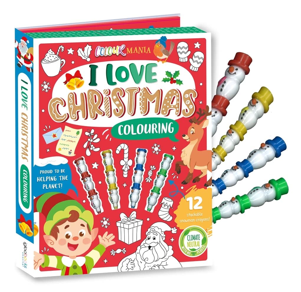 I Love Christmas Colouring Book With 12 Stackable Snowman Crayons! - Ages 3-6 - Paperback