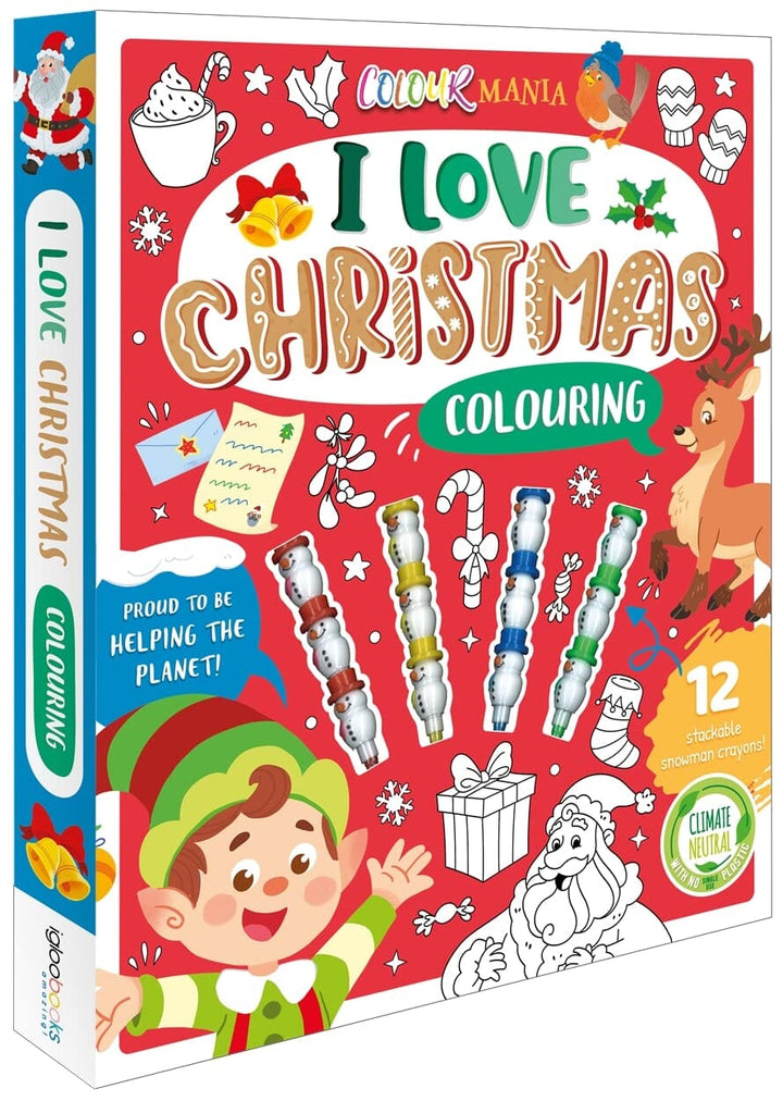 I Love Christmas Colouring Book With 12 Stackable Snowman Crayons! - Ages 3-6 - Paperback