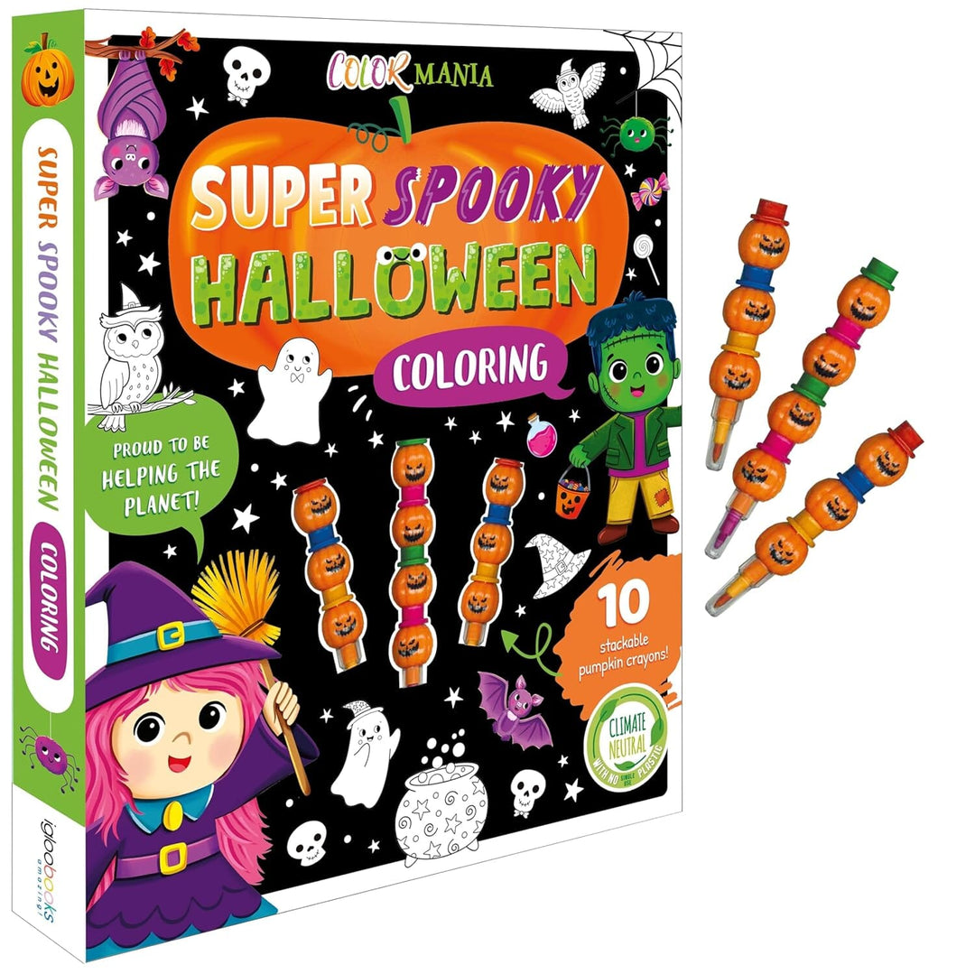 Ghosts, Witches, Monsters Colouring Book With 10 Stackable Crayons! - Ages 3-6 - Paperback