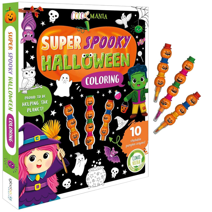 Ghosts, Witches, Monsters Colouring Book With 10 Stackable Crayons! - Ages 3-6 - Paperback