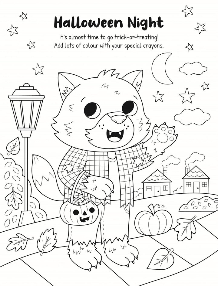 Ghosts, Witches, Monsters Colouring Book With 10 Stackable Crayons! - Ages 3-6 - Paperback