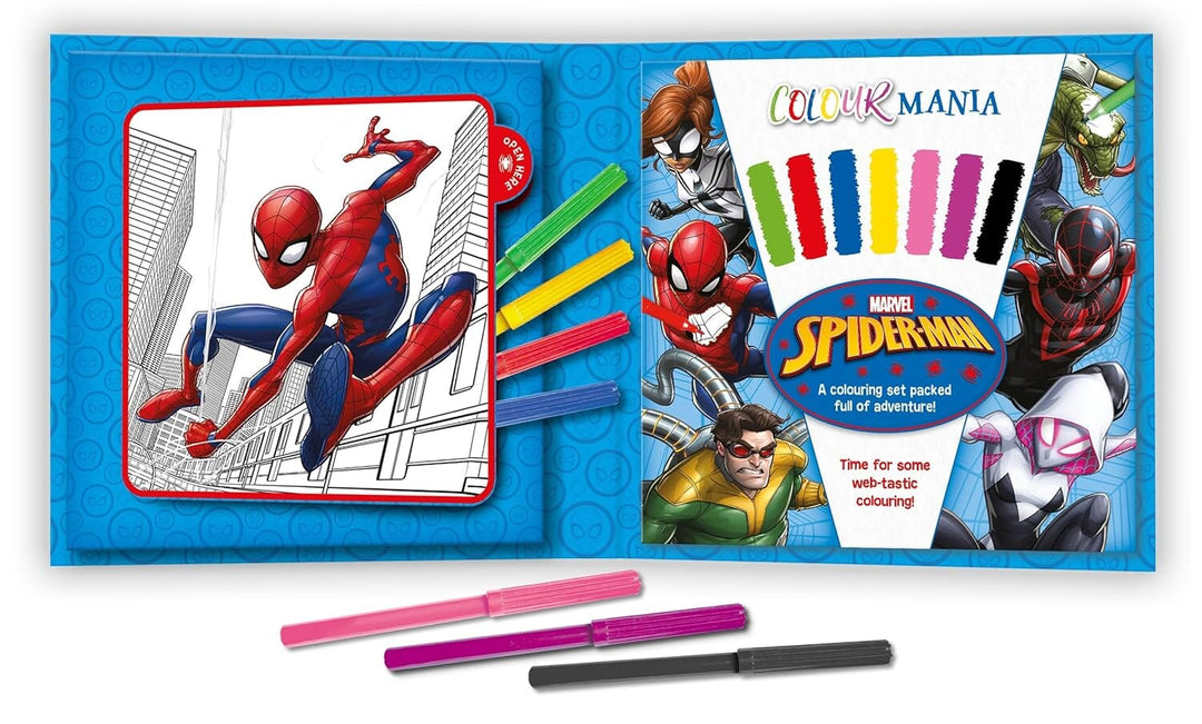 Marvel Spider-Man: Colourmania with 7 felt-tip pens and over 30 images! - Ages 7-11 - Paperback