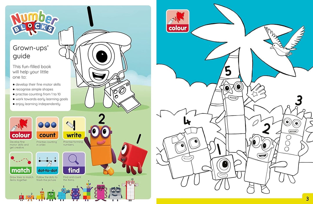 Numberblocks Colouring Fun: All Aboard For Colouring Fun! - Ages 3-6 - Paperback