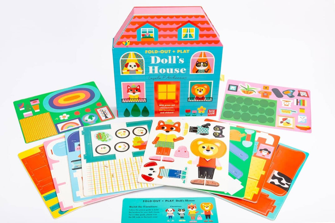 Fold-Out + Play: Doll's House: Build your own 3D house with interactive play pieces and stickers by Ingela P Arrhenius - Ages 4-7 - Board Book