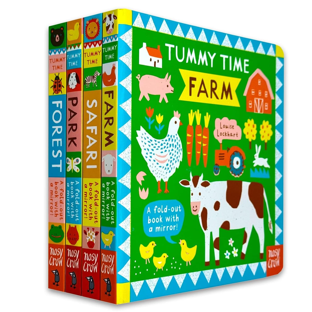 Tummy Time Series by Louise Lockhart 4 Books Collection Set - Ages 0-5 - Board Book (A Fold-out Book with a mirror!)