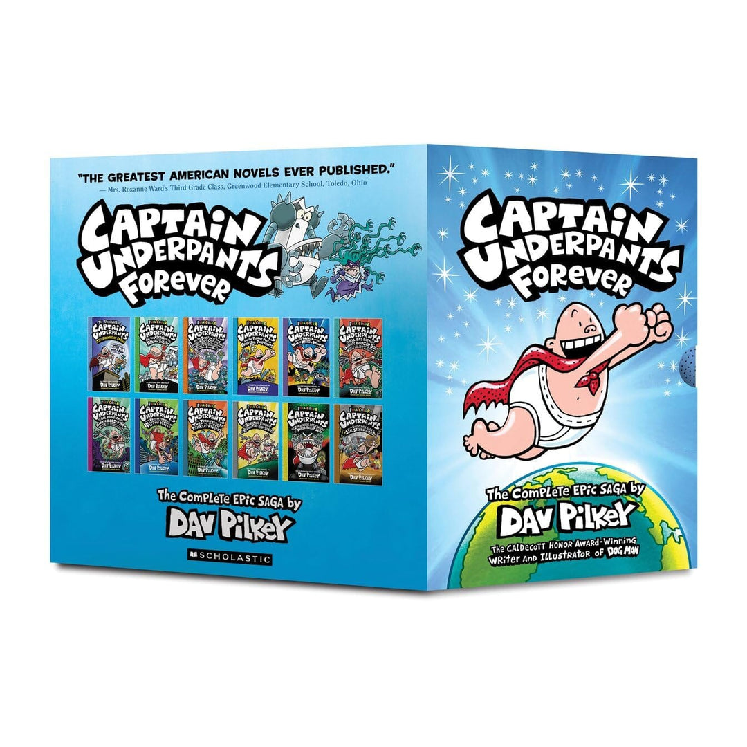 Captain Underpants Forever Full Color Series by Dav Pilkey Illustrated 12 Books Collection Box Set - Ages 7+ - Hardback