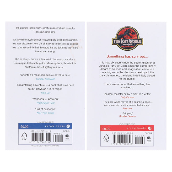 Jurassic Park & The Lost World by Michael Crichton: 2 Books Collection Set - Fiction - Paperback