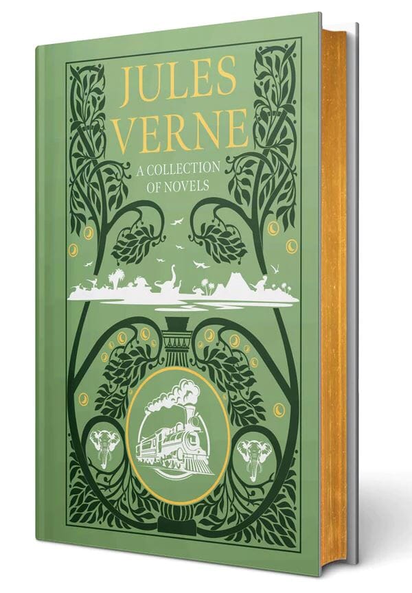 A Collection of Jules Verne Novels With Sprayed Edge - Fiction - Leather Bound Hardback