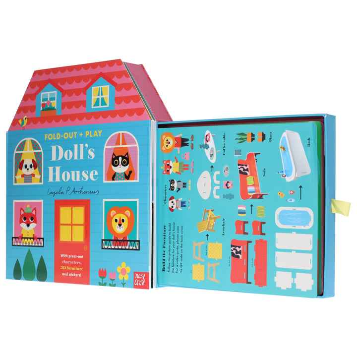 Fold-Out + Play: Doll's House: Build your own 3D house with interactive play pieces and stickers by Ingela P Arrhenius - Ages 4-7 - Board Book