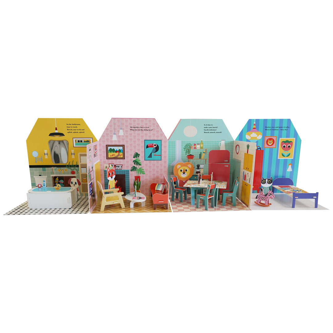 Fold-Out + Play: Doll's House: Build your own 3D house with interactive play pieces and stickers by Ingela P Arrhenius - Ages 4-7 - Board Book