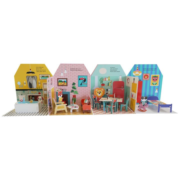 Fold-Out + Play: Doll's House: Build your own 3D house with interactive play pieces and stickers by Ingela P Arrhenius - Ages 4-7 - Board Book