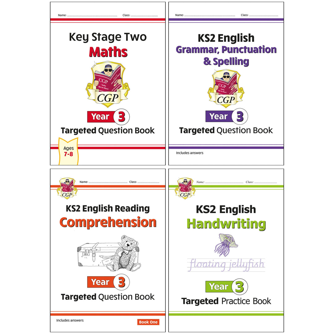 CGP KS2 (Year 3) Targeted Question and Practice Bundle 4 Books Collection Set - Ages 7-8 - Paperback