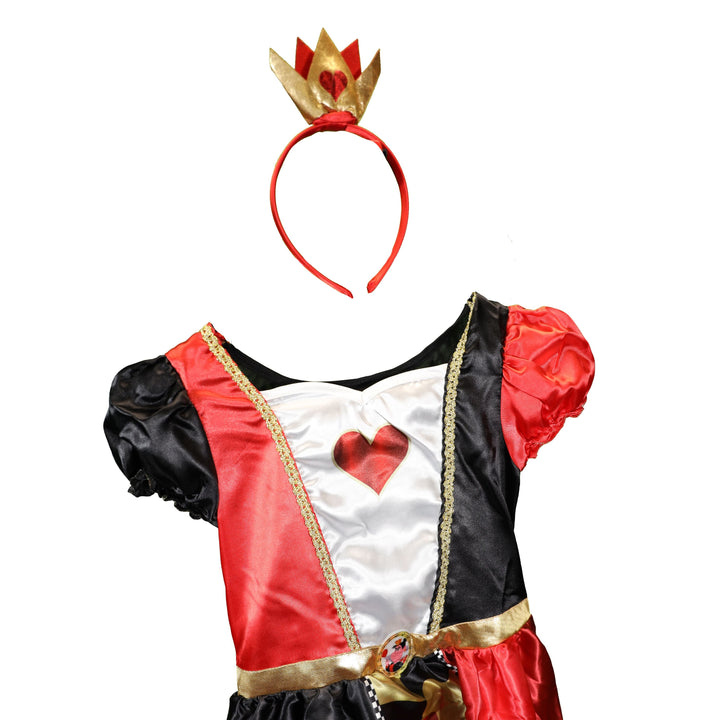 Disney Alice in Wonderland Queen of Hearts Fancy Dress for Kids: Official Disney by Disguise: Includes Iconic Queen of Hearts Dress and Crown Headband
