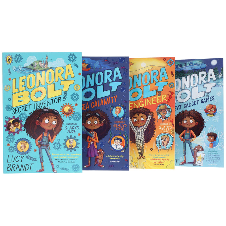 Leonora Bolt Secret Inventor Series (Book 1-4) by Lucy Brandt: Illustrated 4 Books Collection Set - Ages 6-10 - Paperback