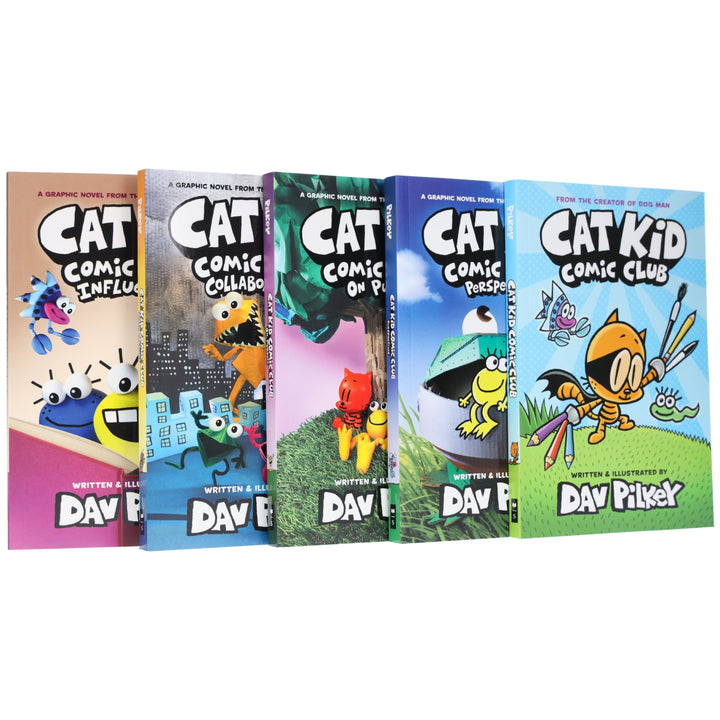Cat Kid Comic Club By Dav Pilkey: illustrated 5 Books Collection Set - Ages 6-12 - Paperback