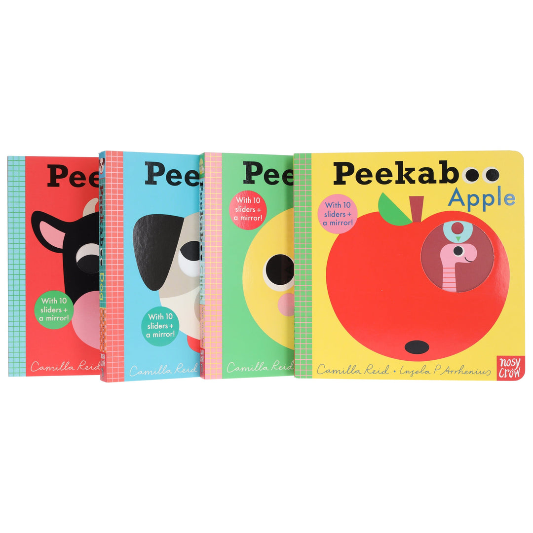 Peekaboo: Apple, Chick, Dog & Cow by Camilla Reid Illustrated 4 Books Collection Set - Ages 0-5 - Board Book