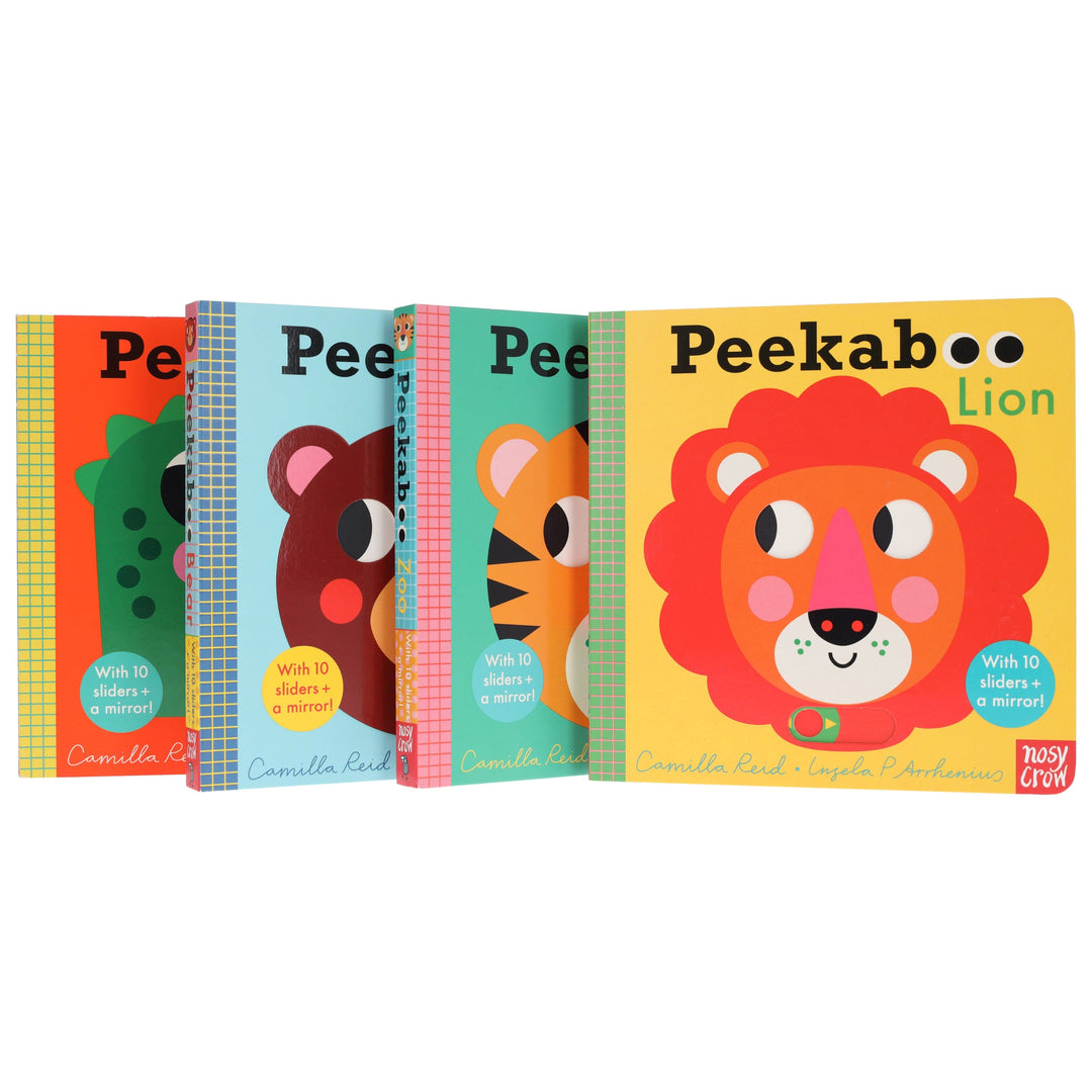 Peekaboo: Lion, Zoo, Bear & Dinosaur by Camilla Reid Illustrated 4 Books Collection Set - Ages 0-5 - Board Book