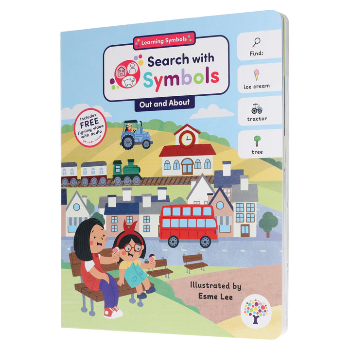Search with Symbols: Out and About by Every Cherry Publishing (Includes Free Signing Video with Audio)- Ages 3+ - Board Book