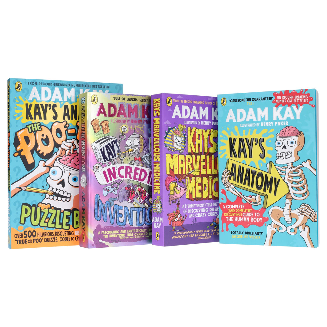 Adam Kay's Incredible Inventions, Marvellous Medicine, Anatomy & The Poo-Tastic Puzzle Book: 4 Books Collection Set - Ages 7+ - Paperback