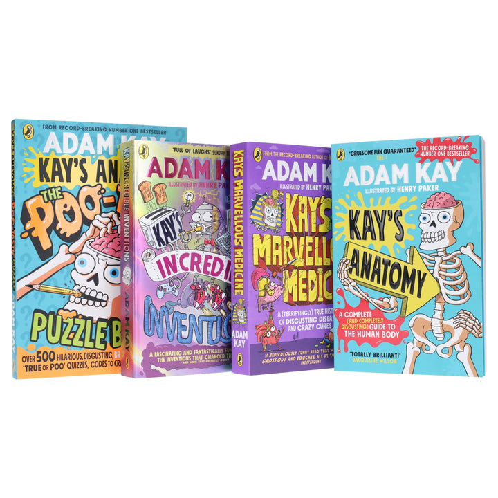Adam Kay's Incredible Inventions, Marvellous Medicine, Anatomy & The Poo-Tastic Puzzle Book: 4 Books Collection Set - Ages 7+ - Paperback