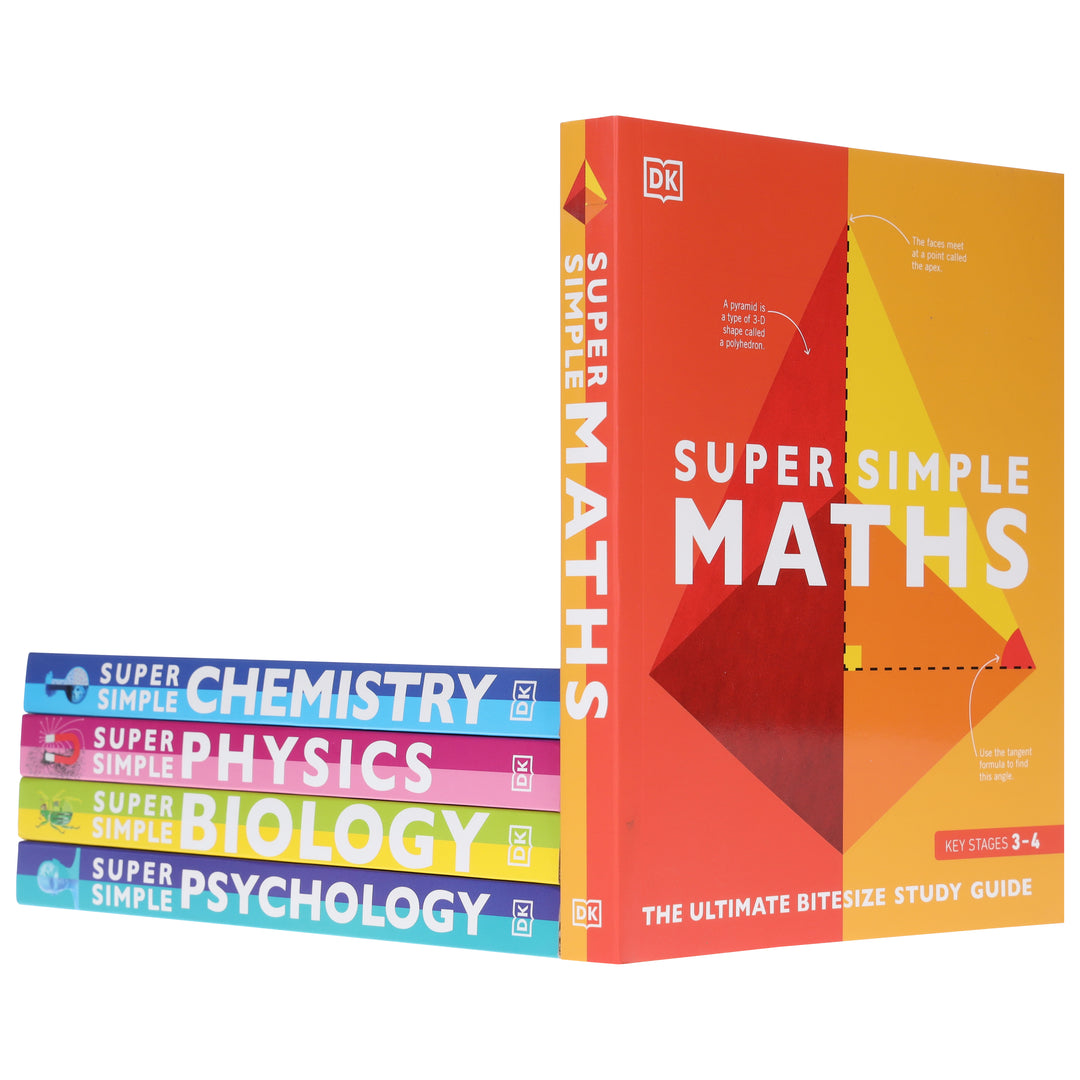 Super Simple: Maths, Chemistry, Physics, Biology & Psychology The Ultimate Bitesize Study Guide 5 Books Collection Set - Non Fiction - Paperback