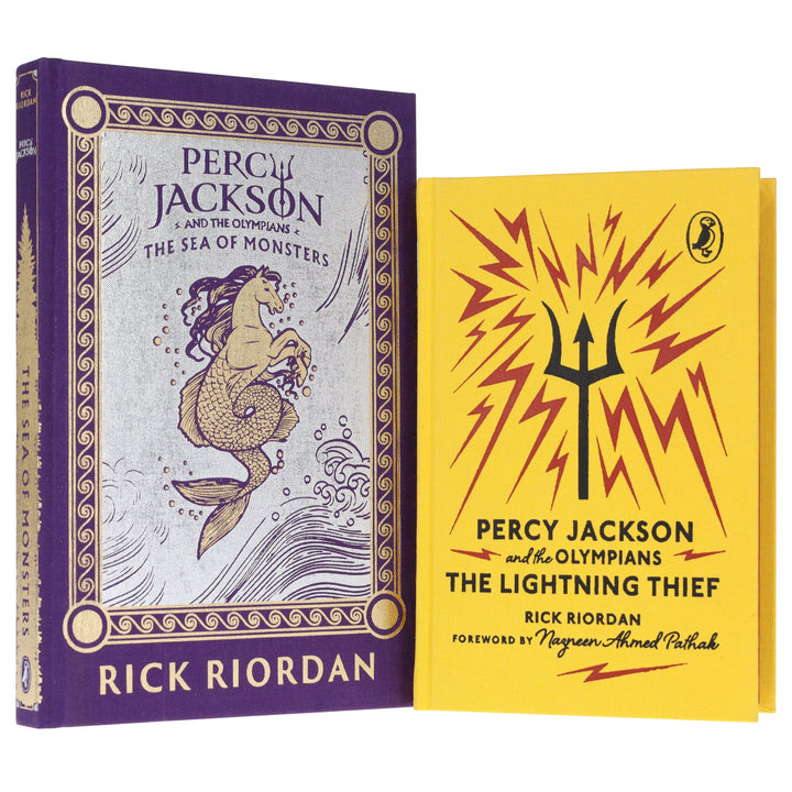 Percy Jackson and the Olympians (Puffin 85th Anniversary Clothbound Collection) by Rick Riordan 2 Books Collector's Edition Set - Ages 9+ - Hardback
