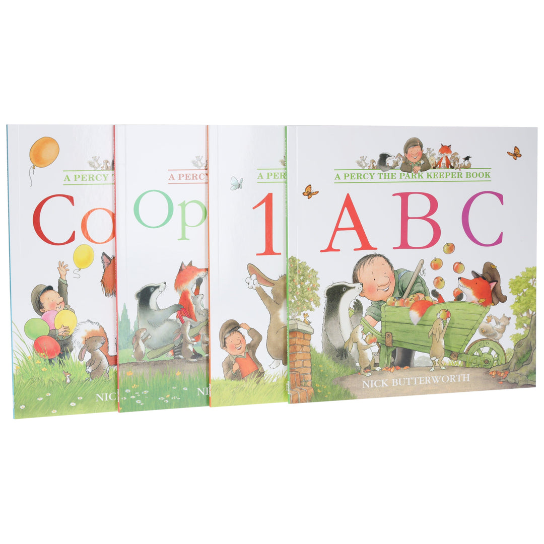 Percy the Park Keeper (ABC, 123, Colours & Opposites) Early Learning collection by Nick Butterworth 4 Picture Books Set - Ages 1-6 - Paperback