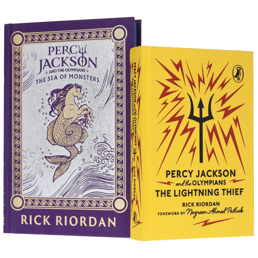 Percy Jackson and the Olympians (Puffin 85th Anniversary Clothbound Collection) by Rick Riordan 2 Books Collector's Edition Set - Ages 9+ - Hardback