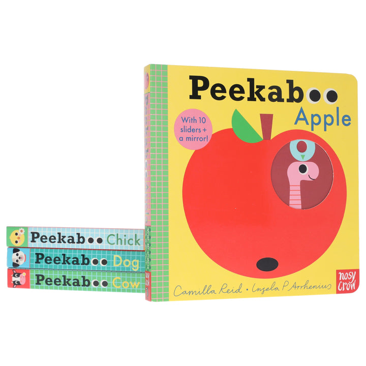 Peekaboo: Apple, Chick, Dog & Cow by Camilla Reid Illustrated 4 Books Collection Set - Ages 0-5 - Board Book