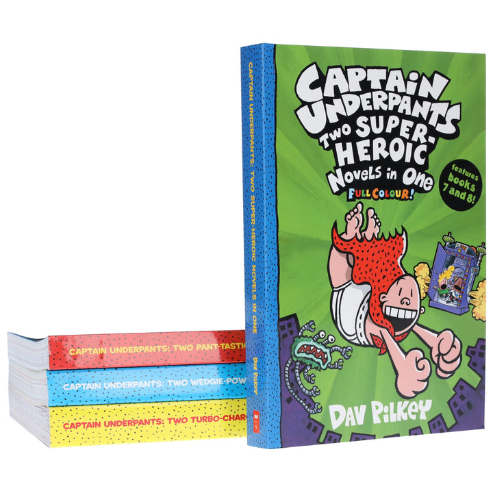 Captain Underpants Full Colour illustrated Series by Dav Pilkey: 4 Books Collection Set - Ages 7-11 - Paperback