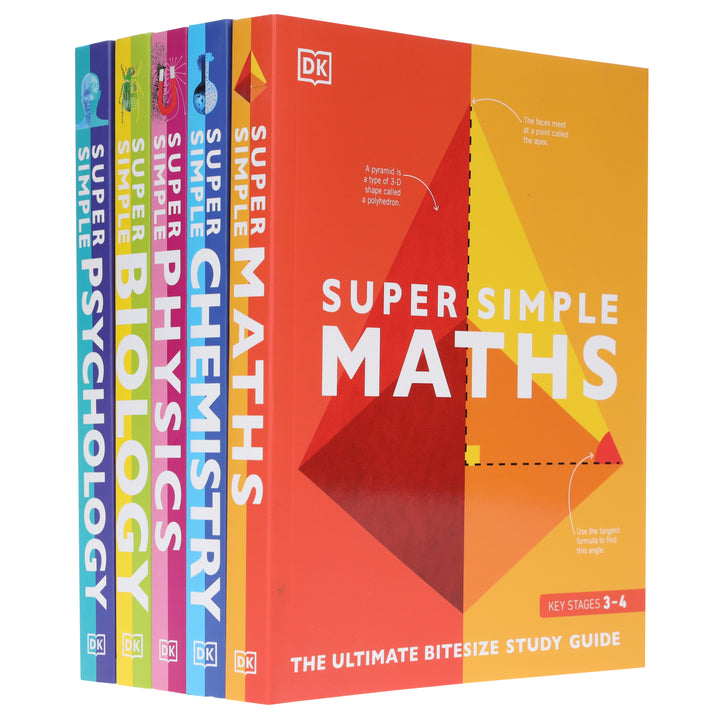 Super Simple: Maths, Chemistry, Physics, Biology & Psychology The Ultimate Bitesize Study Guide 5 Books Collection Set - Non Fiction - Paperback