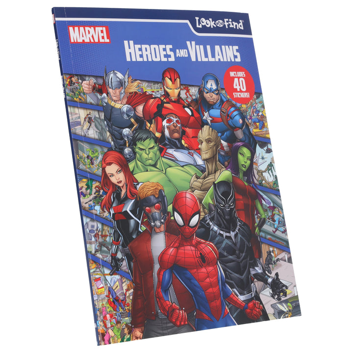 Marvel Heroes and Villains Look and Find by PI Kids - Ages 4+ - Paperback (Includes 40 Stickers!)