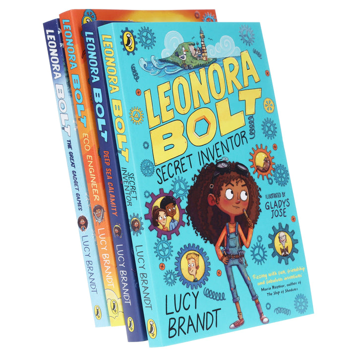 Leonora Bolt Secret Inventor Series (Book 1-4) by Lucy Brandt: Illustrated 4 Books Collection Set - Ages 6-10 - Paperback