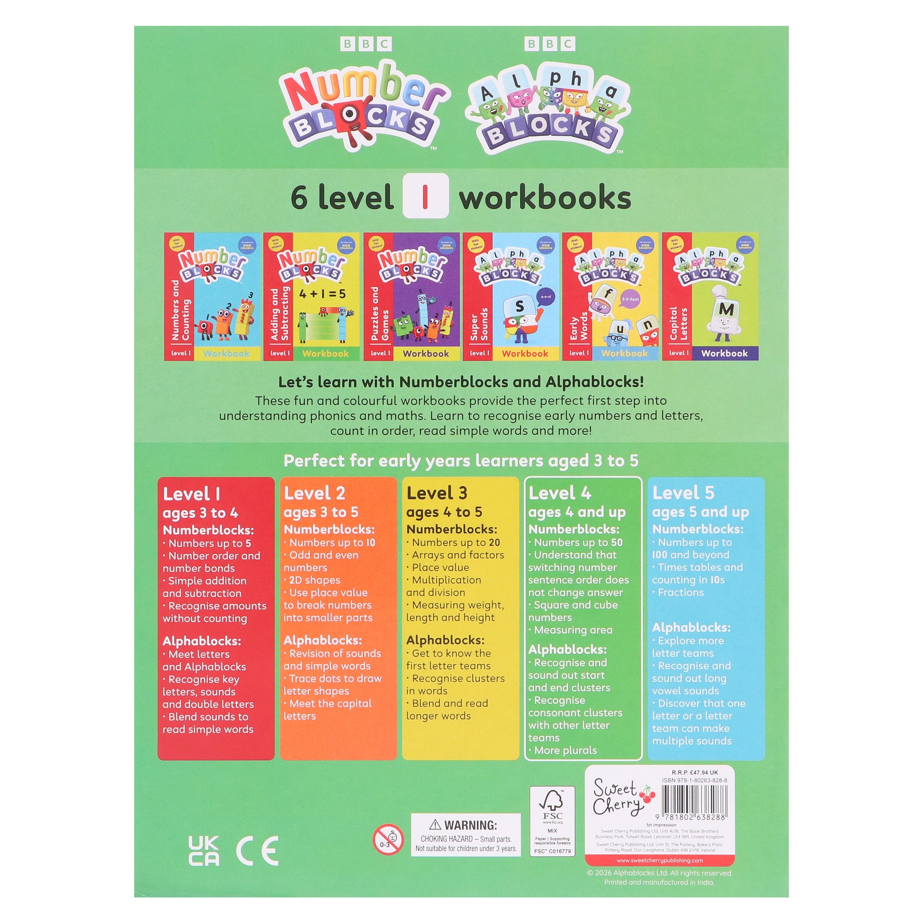 BBC Alphablocks Numberblocks ワークブック　英語教材 Numberblocks and Alphablocks Red Level 1 Collection 6 Workbooks