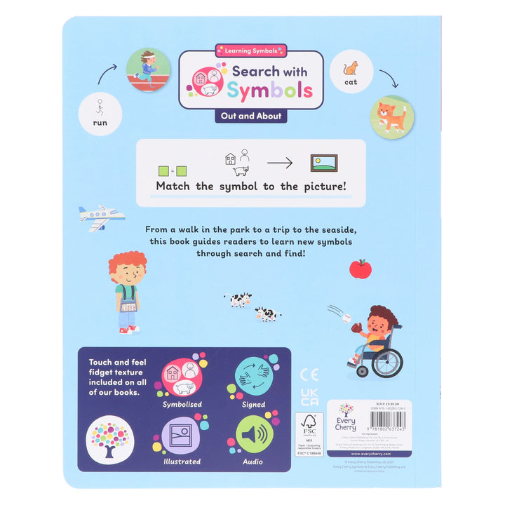 Search with Symbols: Out and About by Every Cherry Publishing (Includes Free Signing Video with Audio)- Ages 3+ - Board Book