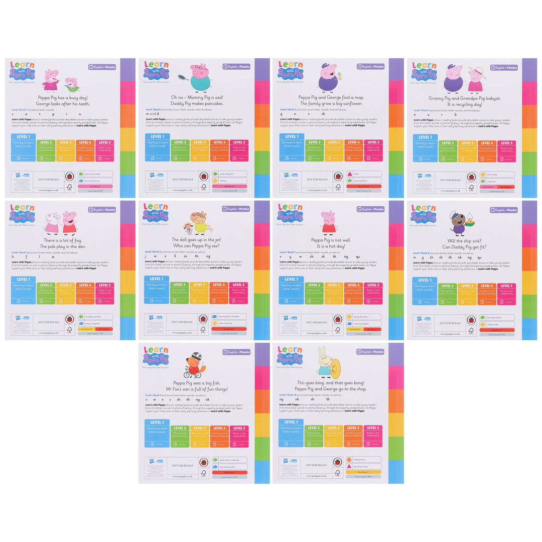 Learn with Peppa Pig Phonics Level 1 & 2 Collection 20 Books Box Set - Ages 3+ - Paperback
