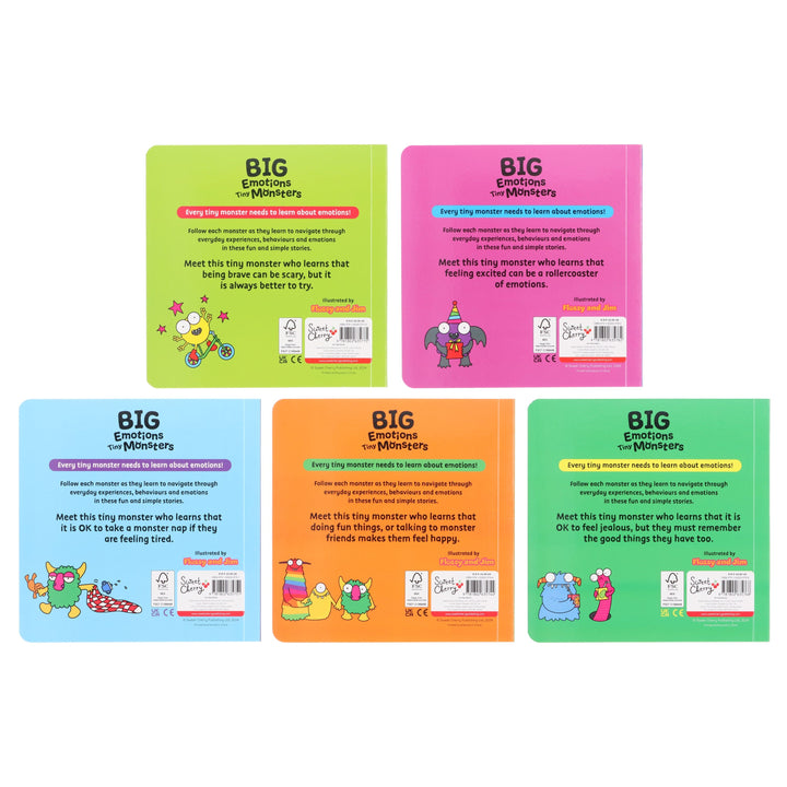 Big Emotions Tiny Monsters Feelings Collection Illustrated 5 Books Set - Ages 3-5 - Board Book