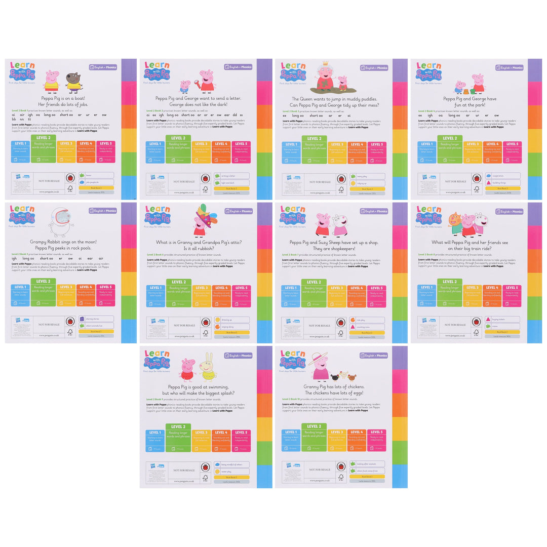 Learn with Peppa Pig Phonics Level 1 & 2 Collection 20 Books Box Set - Ages 3+ - Paperback