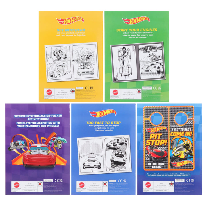 HotWheels 5 Sticker & Colouring Activity Books Set - Ages 3+ - Paperback