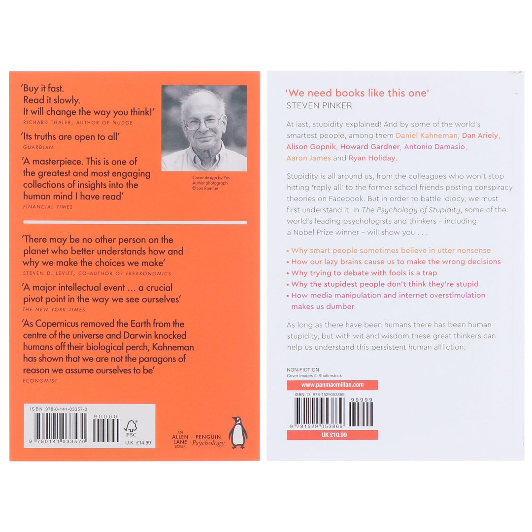Thinking, Fast and Slow & The Psychology of Stupidity by Daniel Kahneman & Jean-Francois Marmion 2 Books Collection Set - Non Fiction - Paperback
