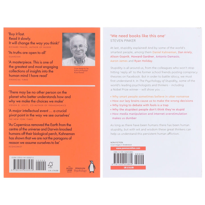 Thinking, Fast and Slow & The Psychology of Stupidity by Daniel Kahneman & Jean-Francois Marmion 2 Books Collection Set - Non Fiction - Paperback