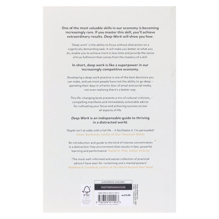 Deep Work: Rules for Focused Success in a Distracted World By Cal Newport - Non Fiction - Paperback