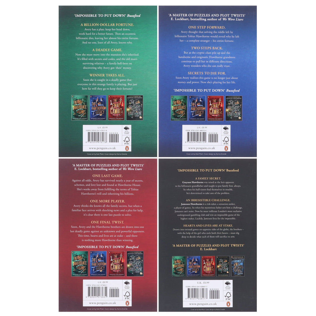 The Inheritance Games Series By Jennifer Lynn Barnes 4 Books Collection Set - Ages 12-17 - Paperback