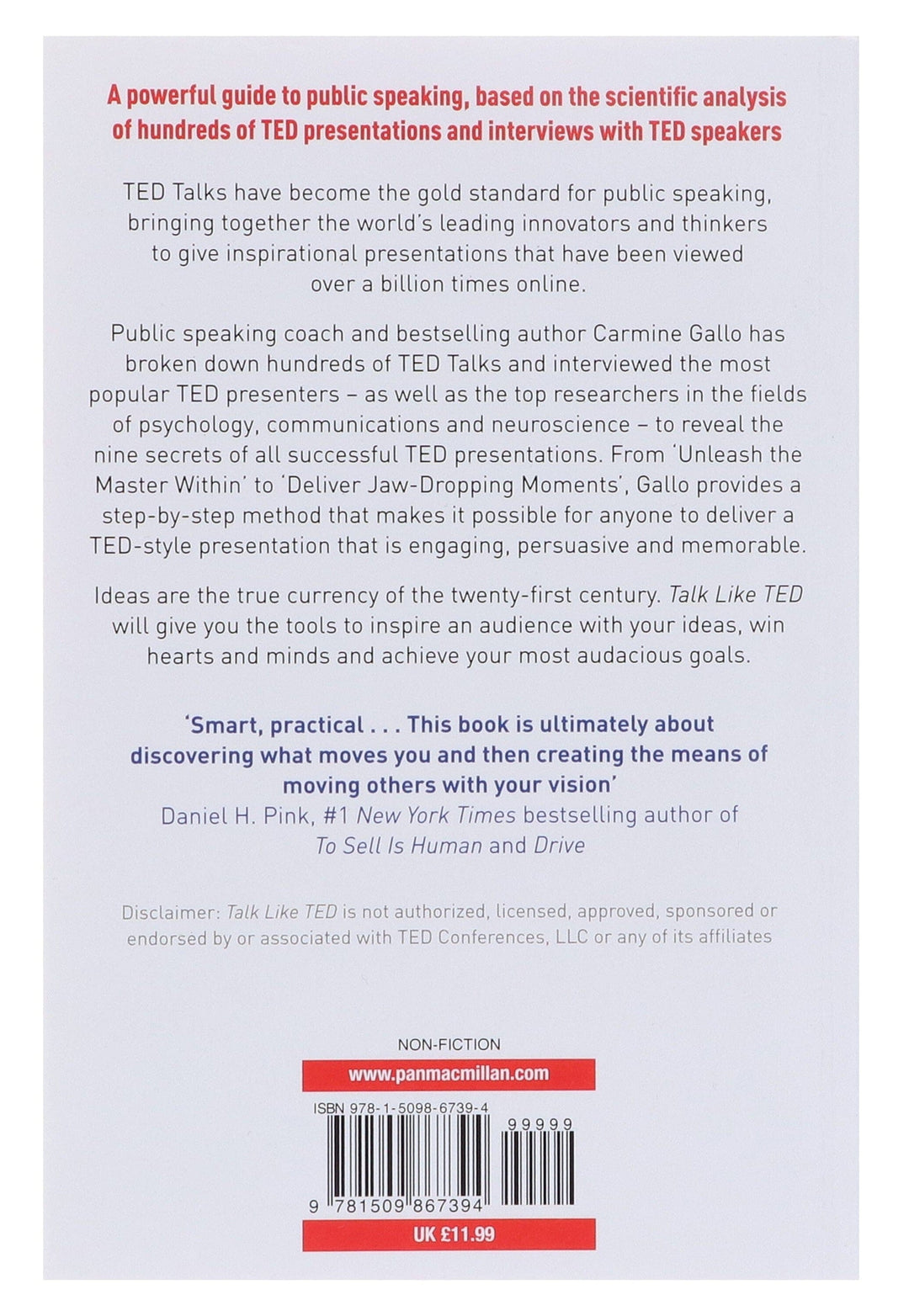Talk Like TED: The 9 Public Speaking Secrets of the World's Top Minds By Carmine Gallo - Non Fiction - Paperback